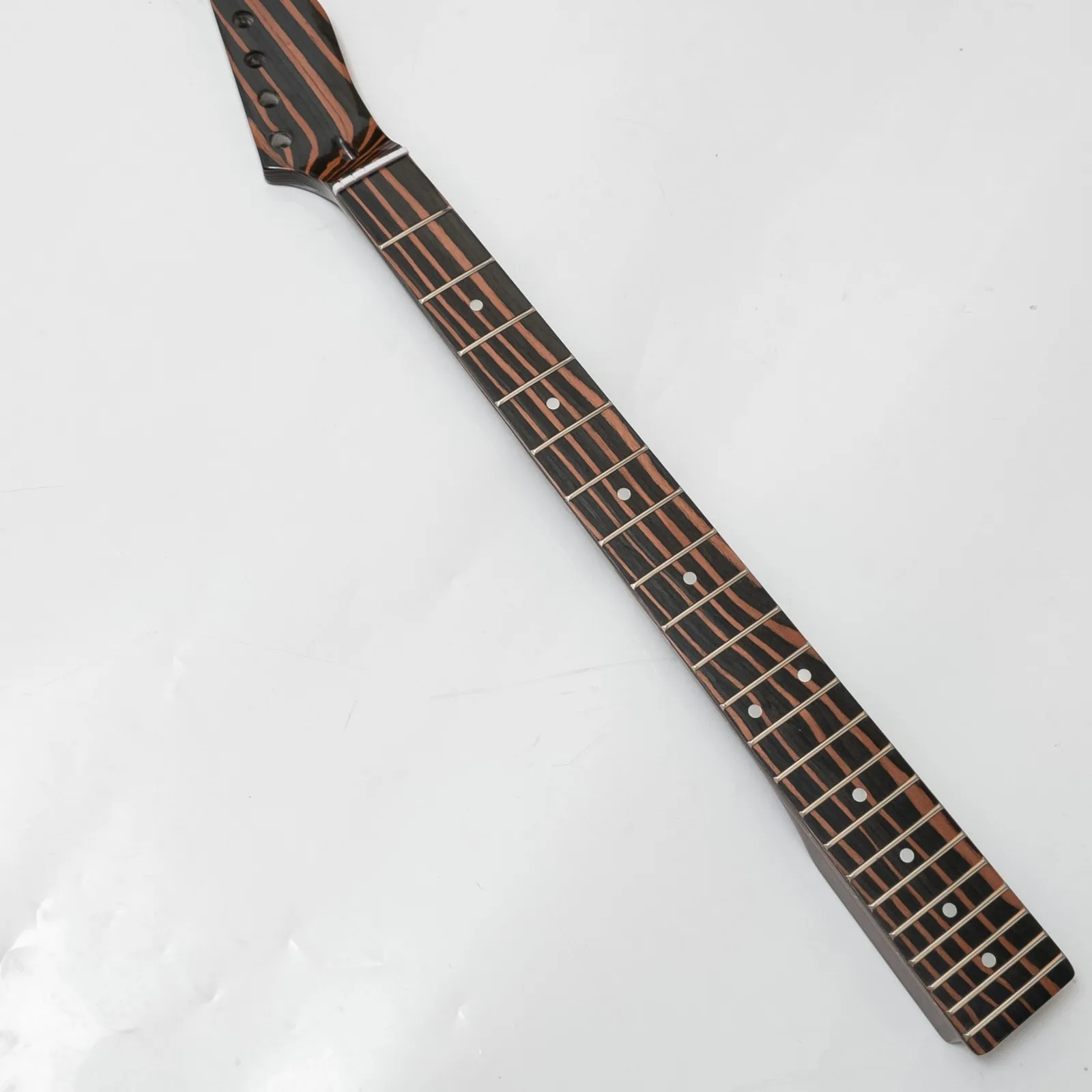 Premium Zebrawood Electric Guitar Neck 22 Medium Jumbo Frets 25.5 Inch Scale Modern C Profile Gloss Finished Guitar Neck