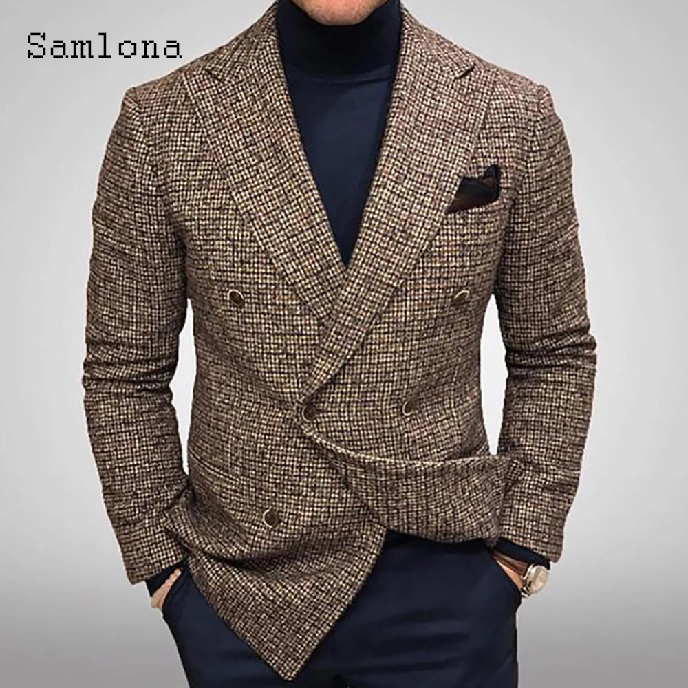 

Mens Vinatge Formal Party Evening Jackets New Autumn Lapel Collar retro Jacket Plaid Dots Coats Winter Fashion Men Clothing 2023