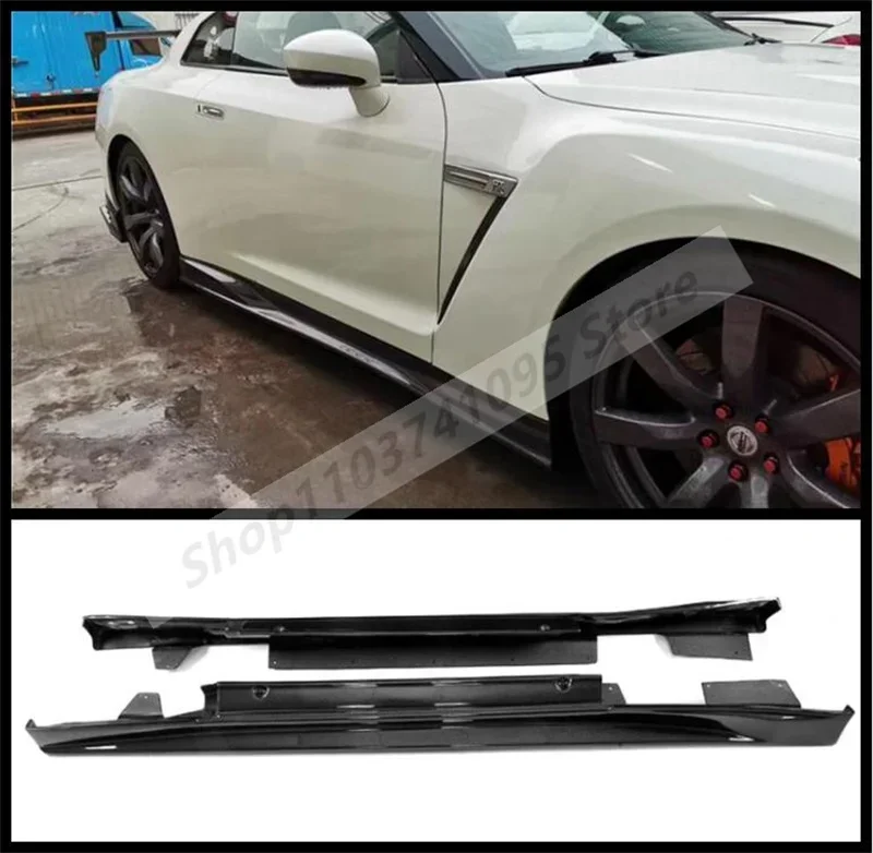 Real Carbon Fiber Side Extension Body Skirts Kit Lip Cover For Nissan R35 GTR Coupe GT-R 2008-2016