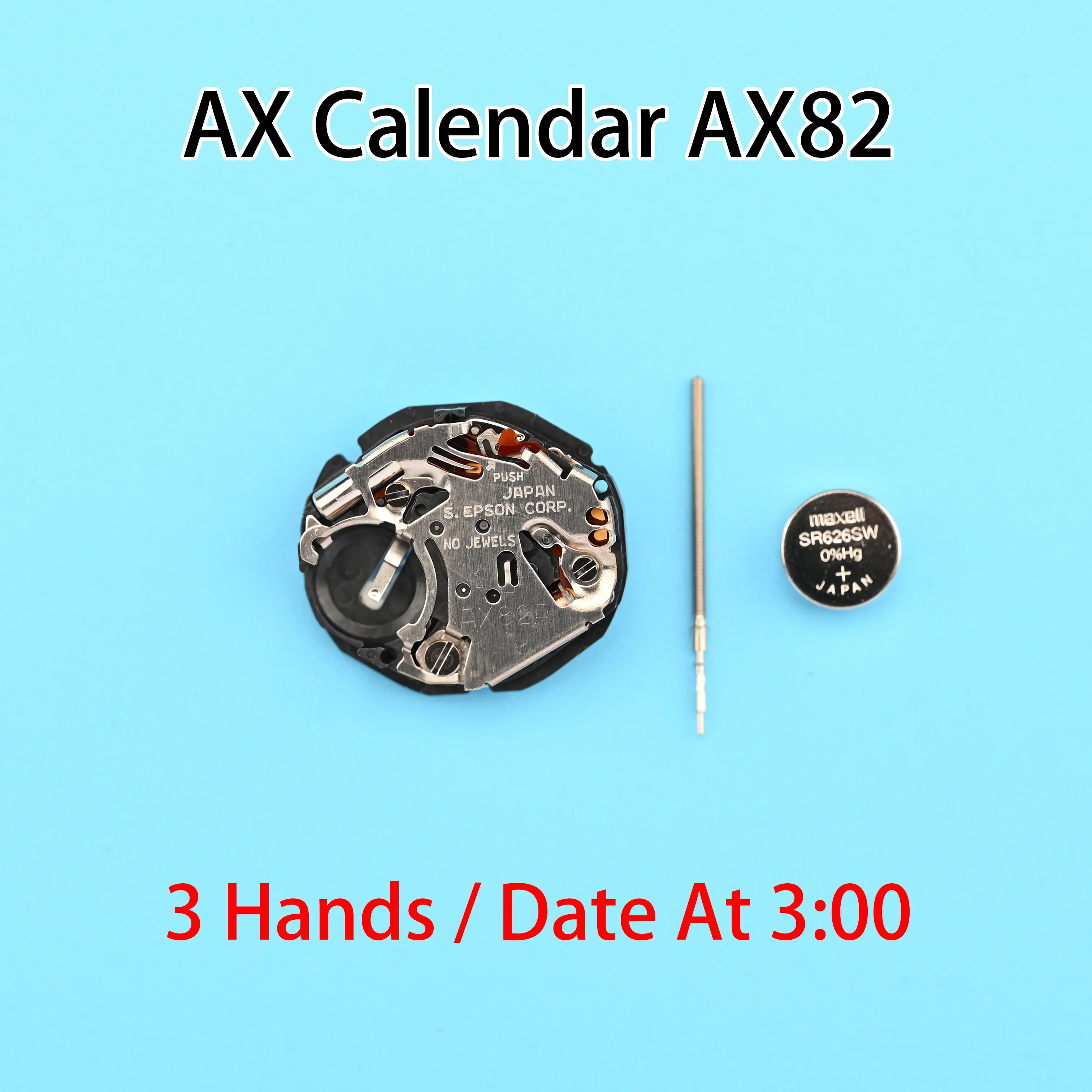 Genuine  AX82 Movement epson AX82E Movement Size:6 3/4 x 8''' 3 Hands/Date display at 3:00 Replace AL82