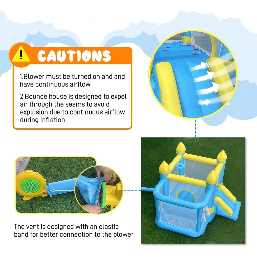 منزل ترتد قابل للنفخ للاستخدام الداخلي والخارجي مع قلعة القفز على شكل حفرة كروية تتميز بشريحة وكرة السلة المدمجة #6