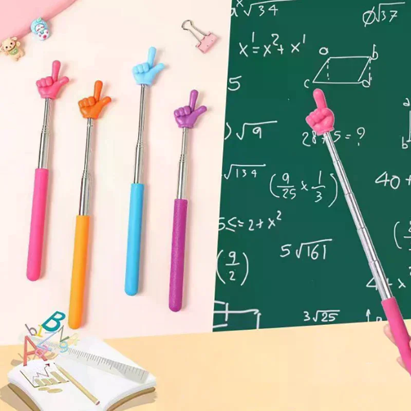 Retractable Teacher Pointer Finger Design StainlessSteel Telescopic School Teaching Pointer Stick Teacher Supplies For Classroom