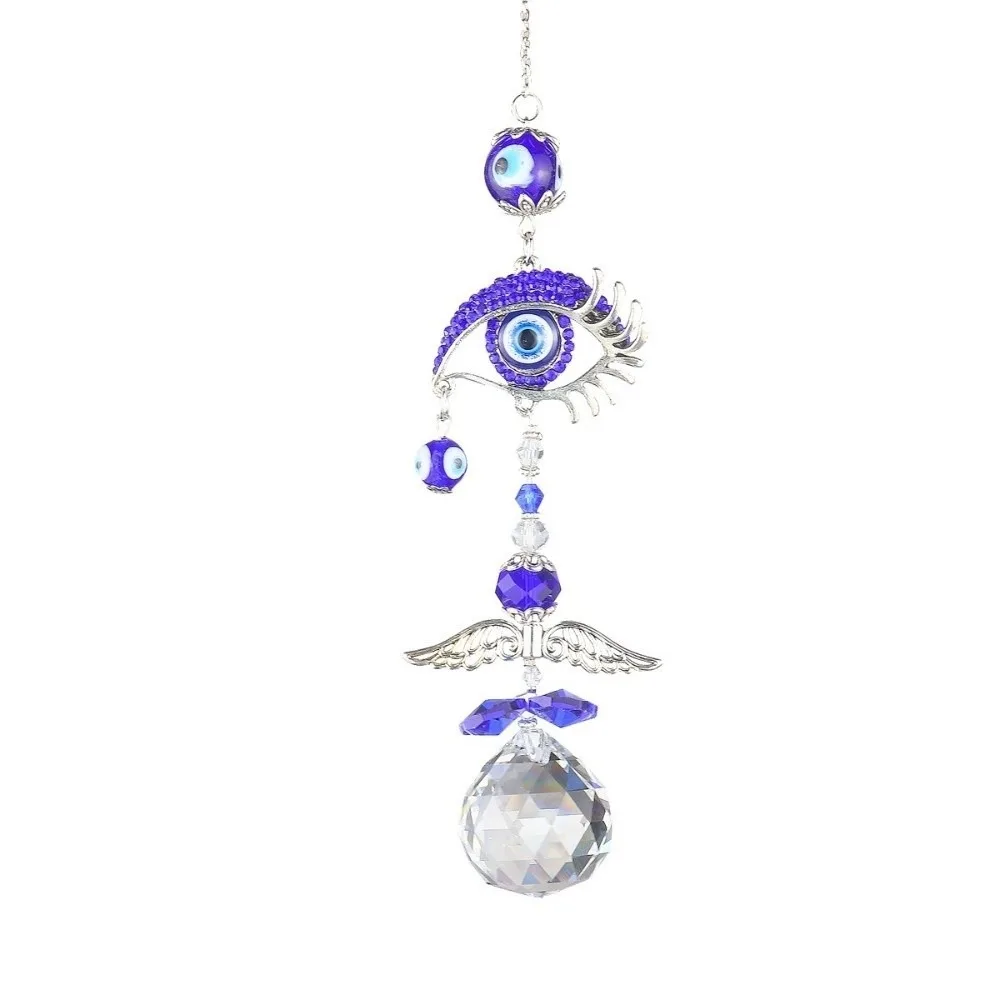 Rhinestone Devil Eye Suncatcher Rainbow Maker Butterfly Sun Catcher Pendant Ornaments Crystal Balls Hanging Crystal Decor Gift