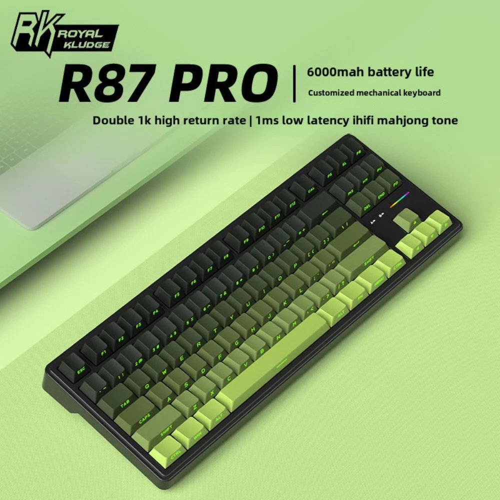 RK R87Pro Wireless Mechanical Keyboard RGB 3mode Hot Swappable Customized Gaming Keyboard Mahjong Sound Compatible Office/Gaming