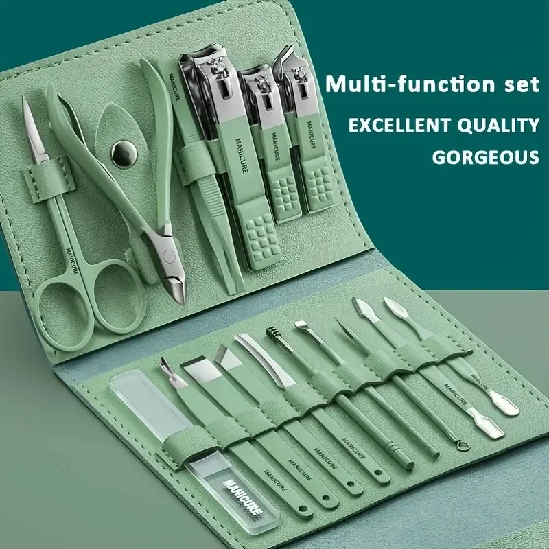 

Ouriner 16pcs set Nail Cutter Set Stainless Steel Nail Clippers Set With Folding Bag Manicure Cutter Kits Scissors Tool