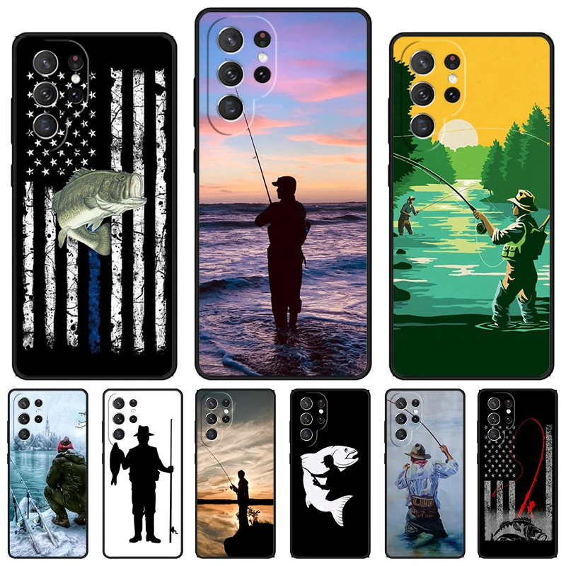 Fishing Fisherman phone case For Samsung Galaxy S24 S23 S22 Ultra Note 10 20 Plus S8 S9 S10 S20 S21 FE Cover