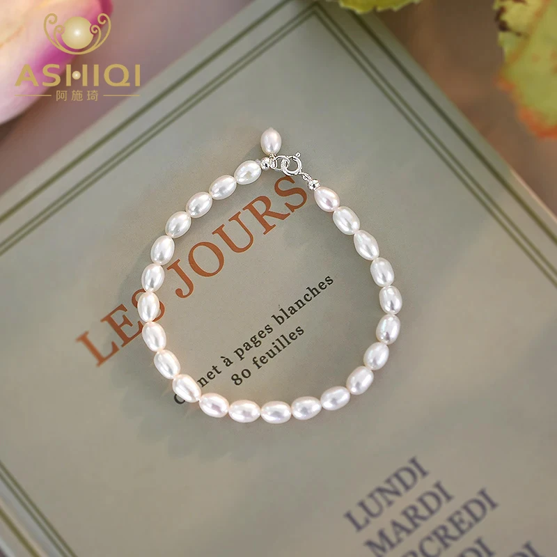 ASHIQI Natural Freshwater Pearl Bracelet Jewelry for Girl Lovely Gift 925 Sterling Silver Children