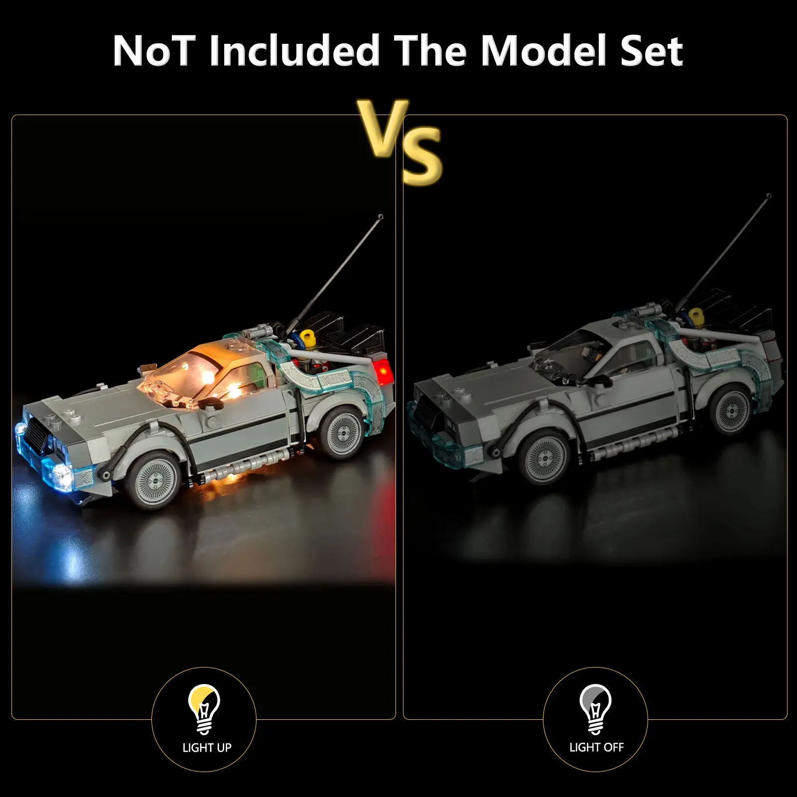 BRIXSPARK LED Lights Kit for Lego 77256 MOC Building Blocks Back to the Future Time Machine, Model Bricks Not Included