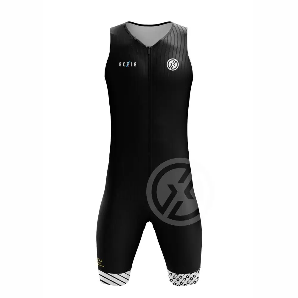 Men\'s Summer Triathlon Race Suit Sleeveless Tri Suit One-Piece Sportswear Swimming/Running/Cycling Skinsuit Performance Jumpsuit