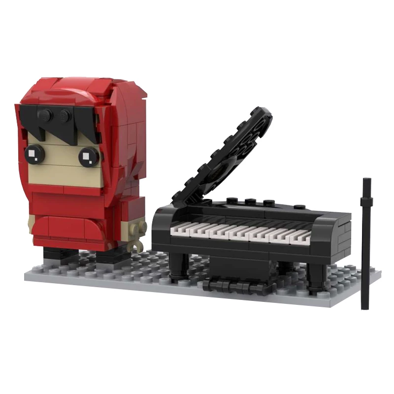 MOC Kreative Promi Konzert Klavier Spielen Szene Baustein Set Jay Chou Brickheadz Cartoon Puppe DIY Kind Spielzeug Geburtstag Geschenk