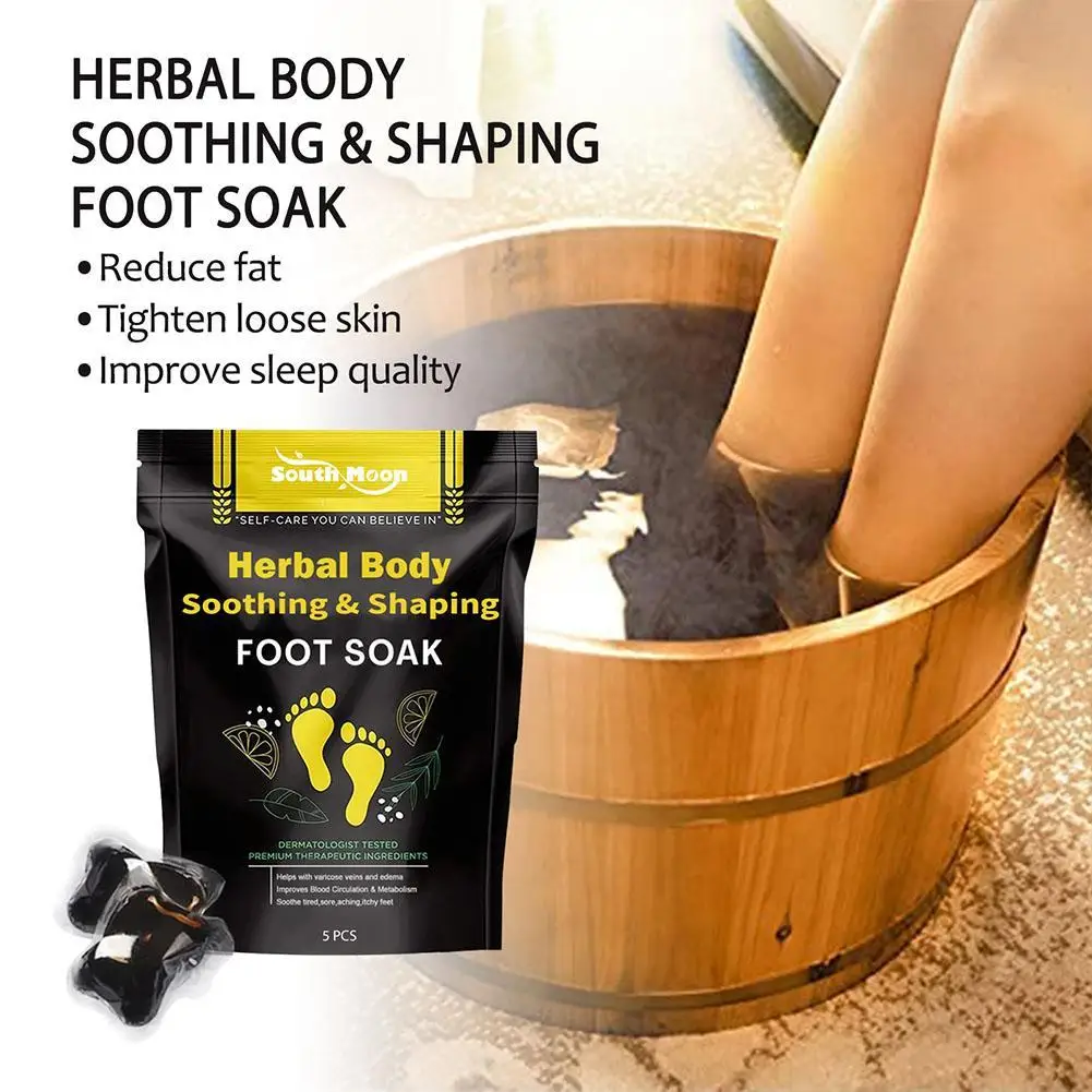 5pcs/Bag Foot Cleansing Soak Gel Beads Herbal Soothing Shaping Foot Bath Bag Shape Up Detox Relieve Fatigue Swelling Care