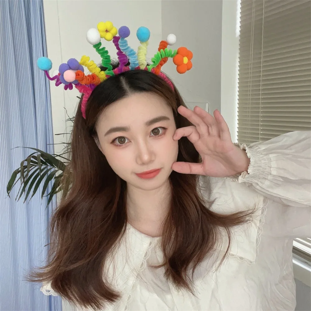 Korean three-dimensional cute leopard print antlers hairband face wash mask fashionable simple hairband hair accessories