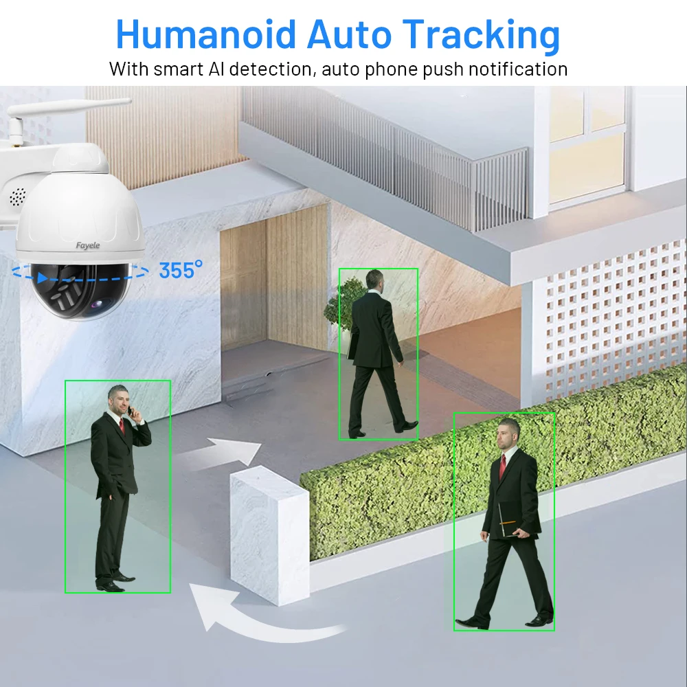 Wireless 5MP Mini Speed Dome PTZ Auto Tracking 2.8mm 2way Audio 2.4G 5G WiFi Outdoor 4K 8MP IR 50m Home Security Protection CCTV