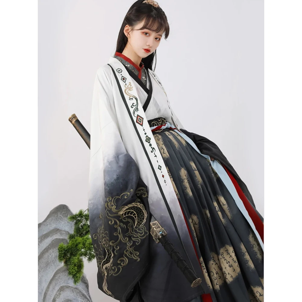 Chinese Dress Women Ancient WeiJin Hanfu Traditional Embroidery Tang Dynasty Dresses Style Folk Dance Men Cosplay Kimono Costume