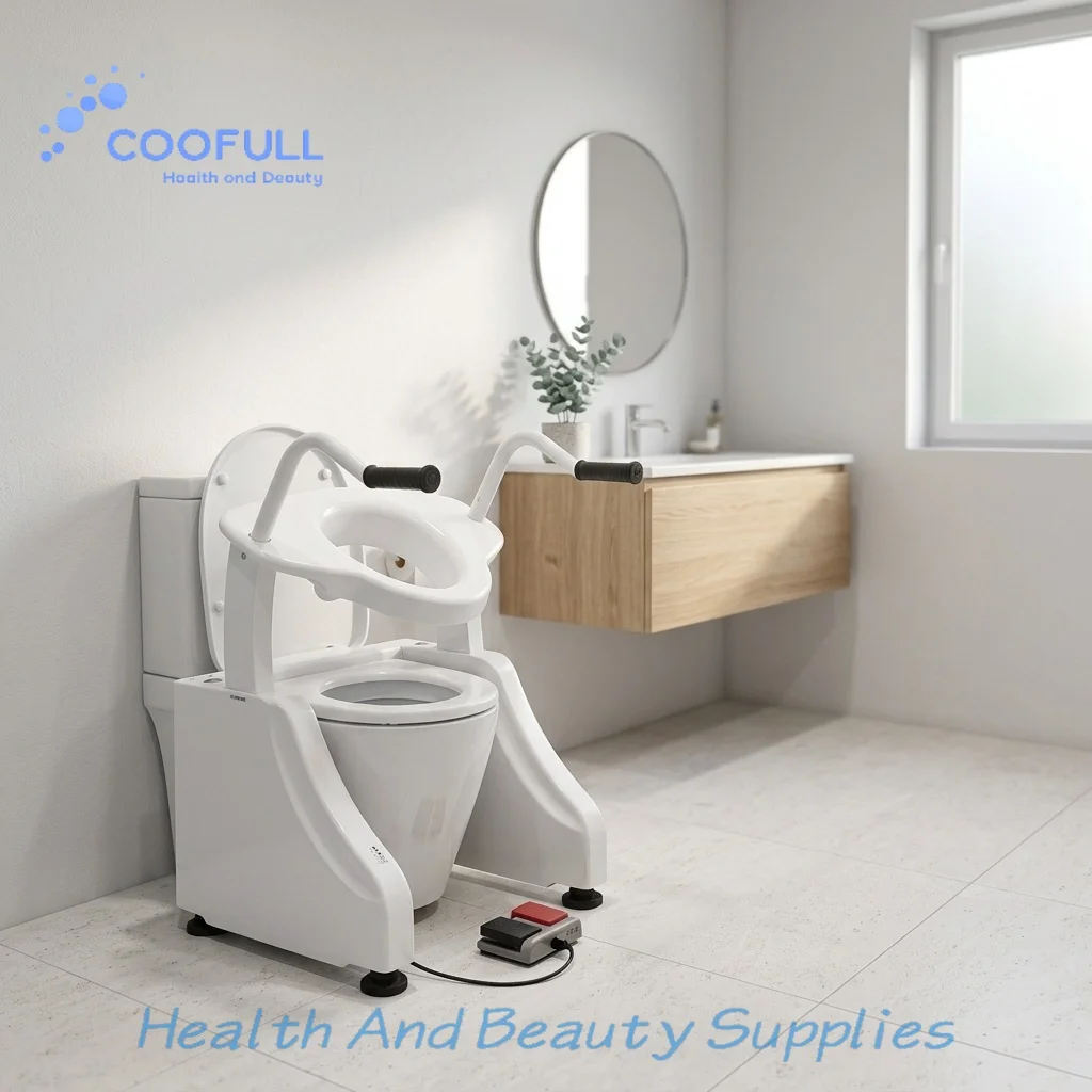 Coolfull Ucom Shift Chair-Patient Transfer & Elder Commode Bathroom Safety Equipment for Independent Standing Assistance