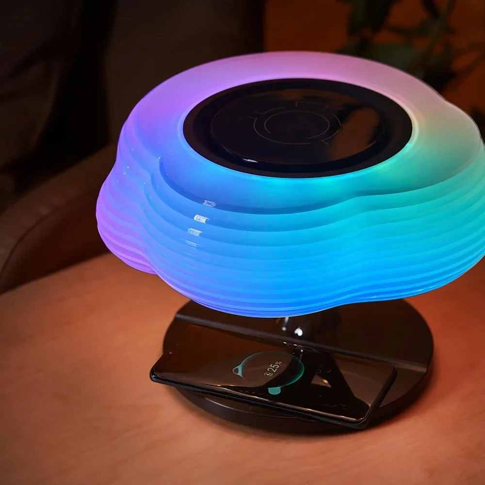 

RGB Atmosphere Lamp BT High Sound Quality LED Wireless Charging Table Lamp Cloud Smart Speakers