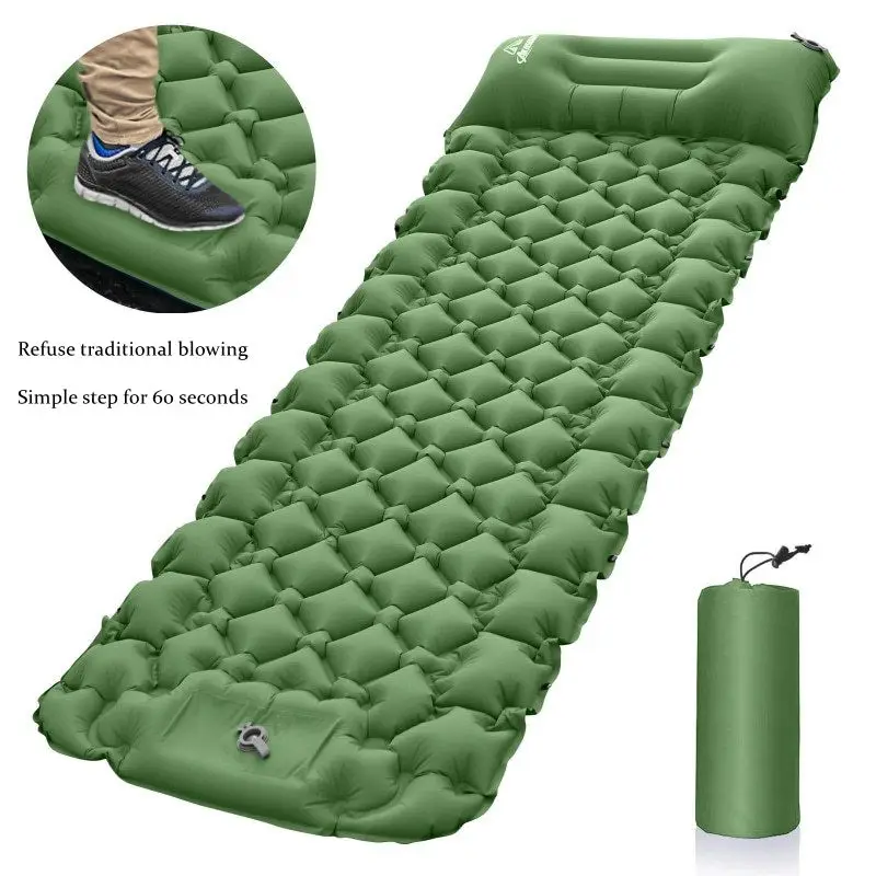 

Outdoor Camping Sleeping Pad Ultralight Inflatable Mattress with Pillows Ultralight Air Mat Built-in Inflator Pump Travel Hiking