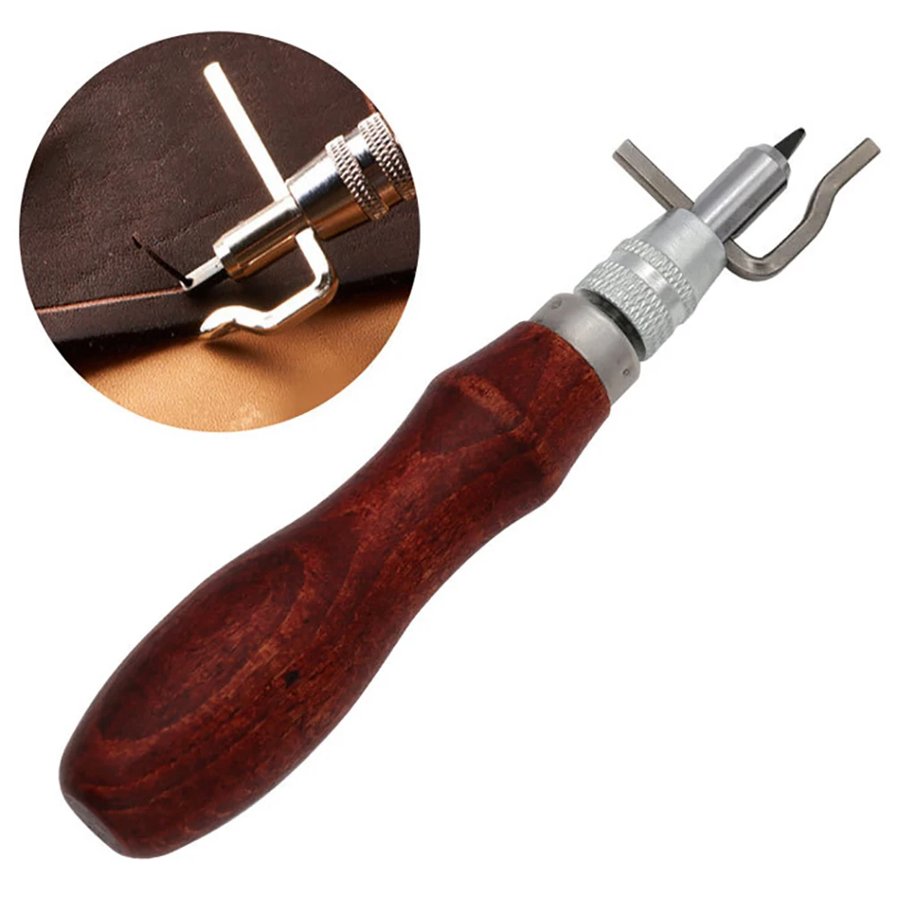 Groovers tool for leather wooden handle + steel groove knife 7 in 1 Leather Edge skin tool leather stitching leather craft tools