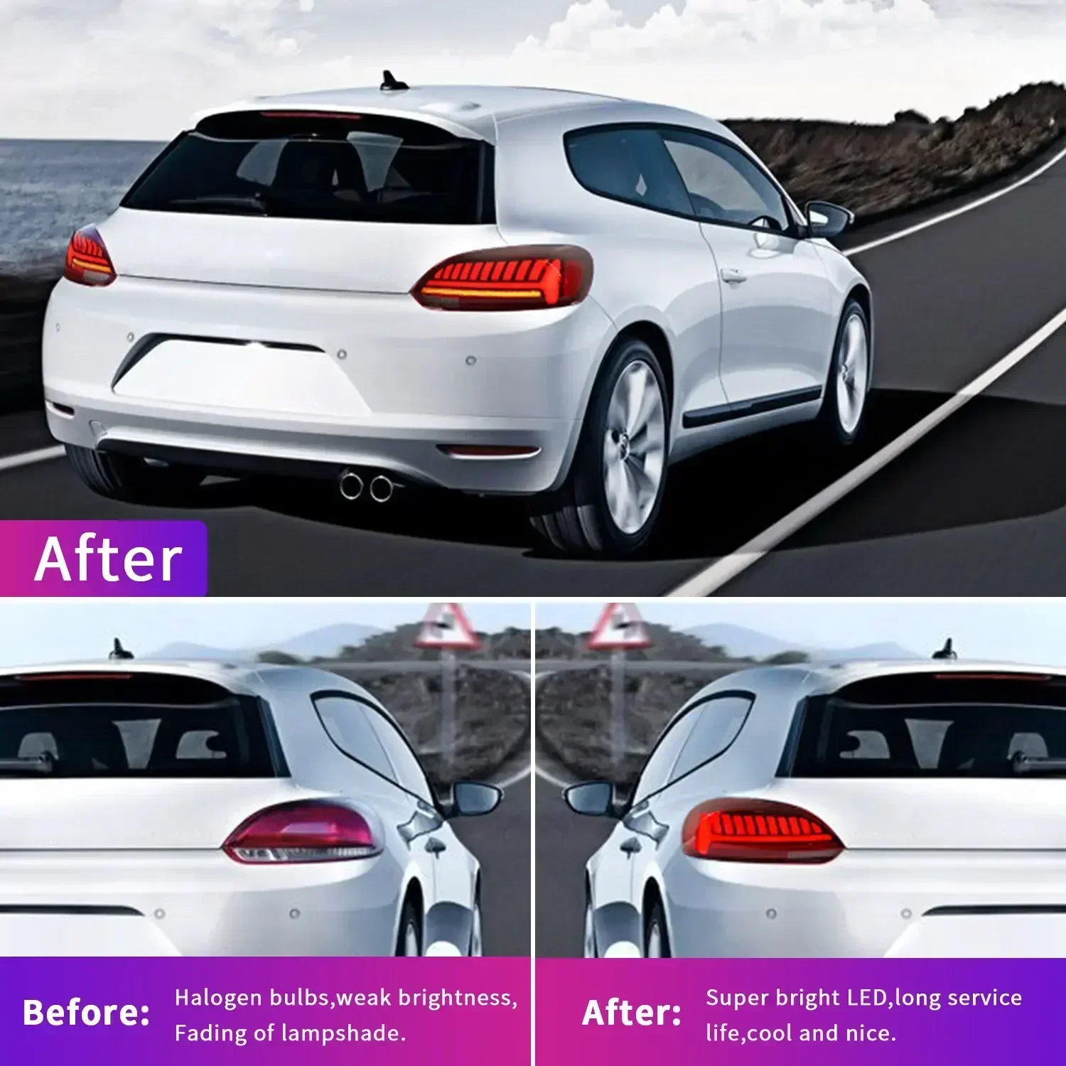 LED Taillights For Volkswagen Scirocco 2009-2013 Rear Dynamic Animation Sequential Turning Lamp