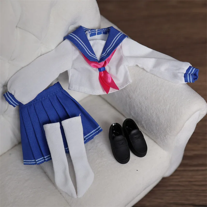 Maßstab 1:6, weiblicher, süßer Matrosenanzug im Preppy-Stil, Faltenrock, Soldatenkleidung, Modell für Ob24/26 Blythe Actionfiguren-Körper – Detail 28