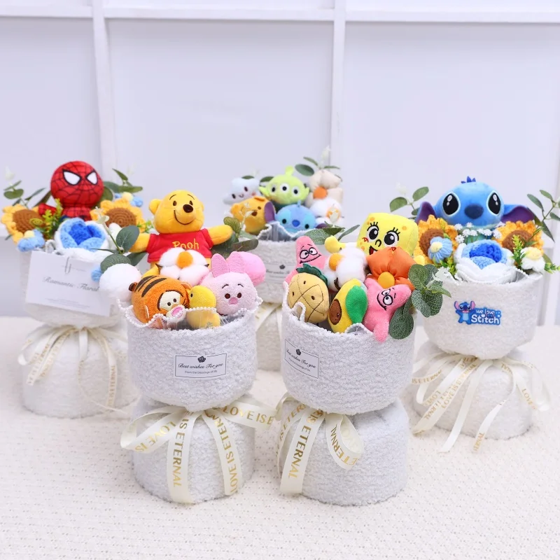 كارتون ويني ذا بركة غرزة باقة هدية صندوق الحيوانات المحشوة باقة الزهور ديكور المنزل هدايا عيد الحب