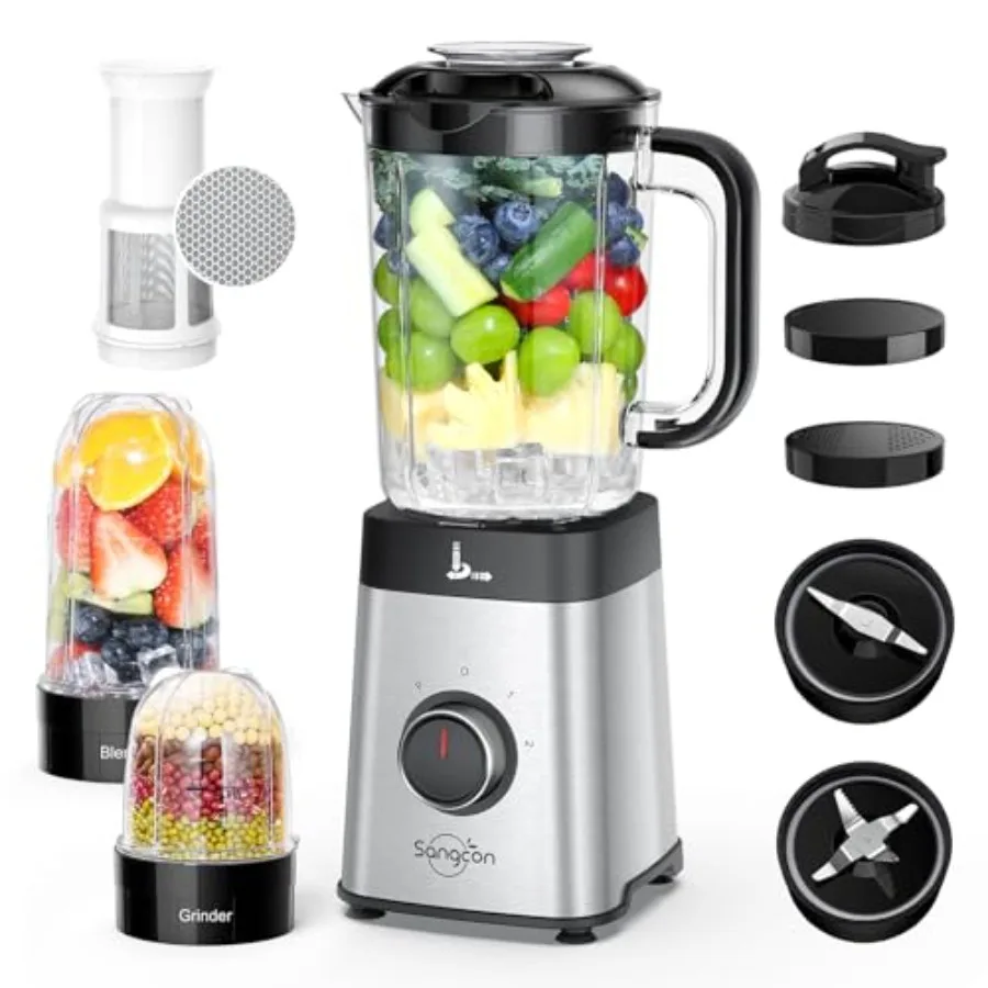 

Personal Kitchen Blender for Smoothies and Shakes - 40 oz Jar with 17 oz To-Go Cup Durable BPA-Free Plastic Clear Design Ideal