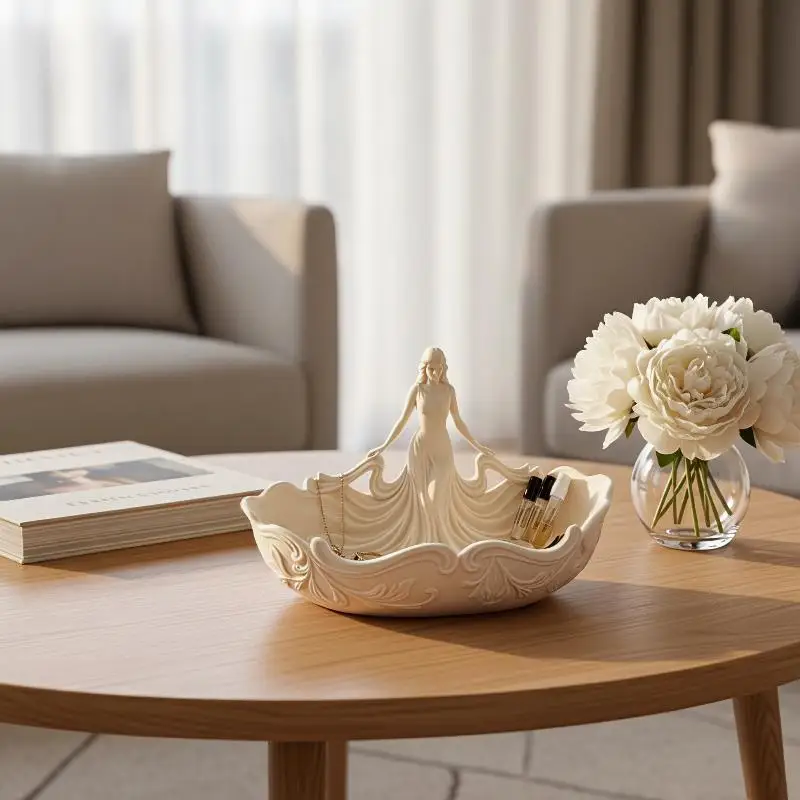 StatueShaped Jewelry Storage Tray Simple Decorative Display Organizer Vanity Countertop Entryway Trinkets Ornament Holder