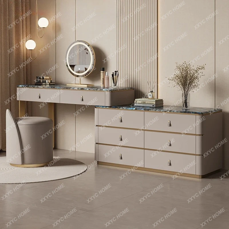 LXLight luxury marble dresser TV cabinet integrated solid wood dressing table modern simple master bedroom high-end