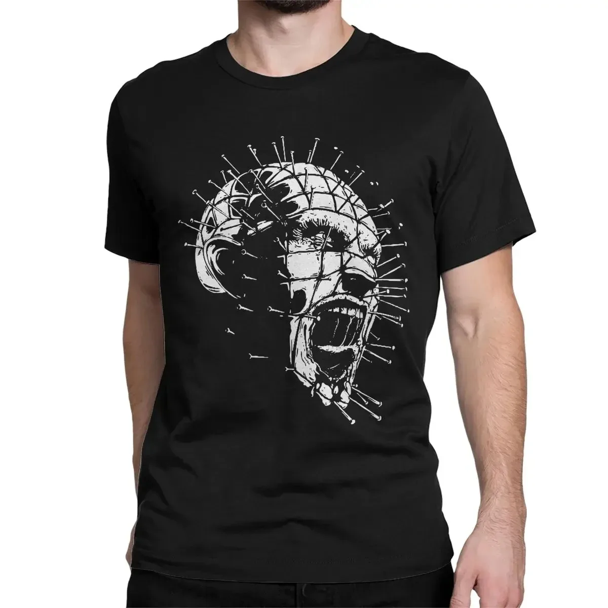 Men Women's T-Shirt Hellraiser Pinhead Horror Humor Cotton Tees Short Sleeve T Shirt Round Neck Tops Gift Graphic Men Clothing