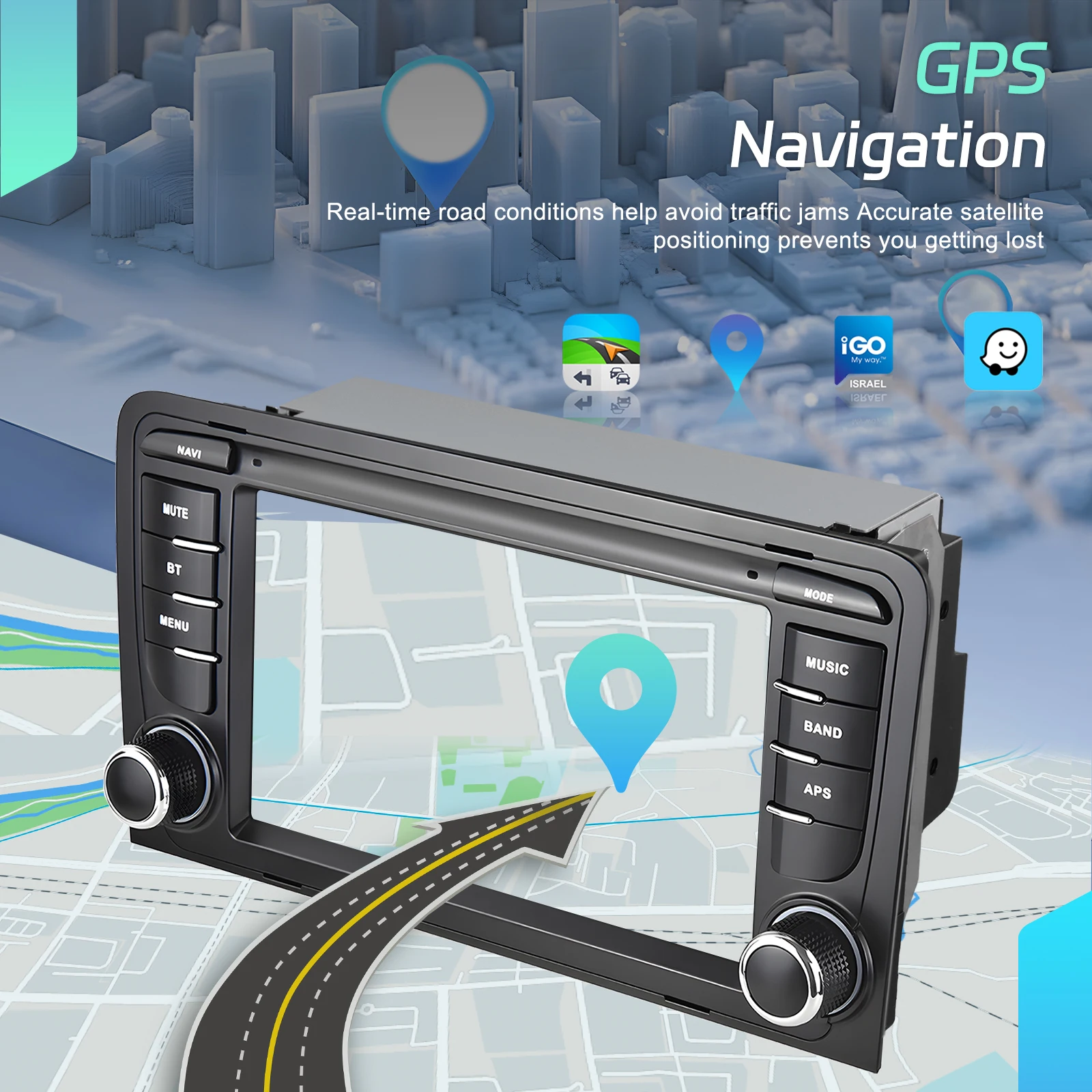 Podofo 7 Zoll 2 Din Autoradio Multimedia-Player für Audi A3 8P/A3 8P1 3-Türer Schrägheck/S3 8P/RS3 Sportback 6+128G HD Kapazitiver Touchscreen Kabelloses Carplay Android Auto Mirror Link Auto-Audiosystem WIFI GPS BT FM/RDS Autoradio Stereo – Detail 9