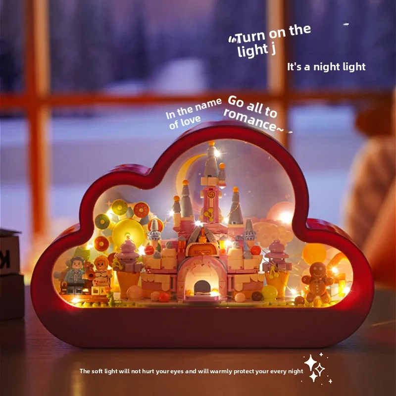 

НОВЫЙ замок облако зеркальная лампа строительный блок игрушка DIY ночник подарок на день Святого Валентина
