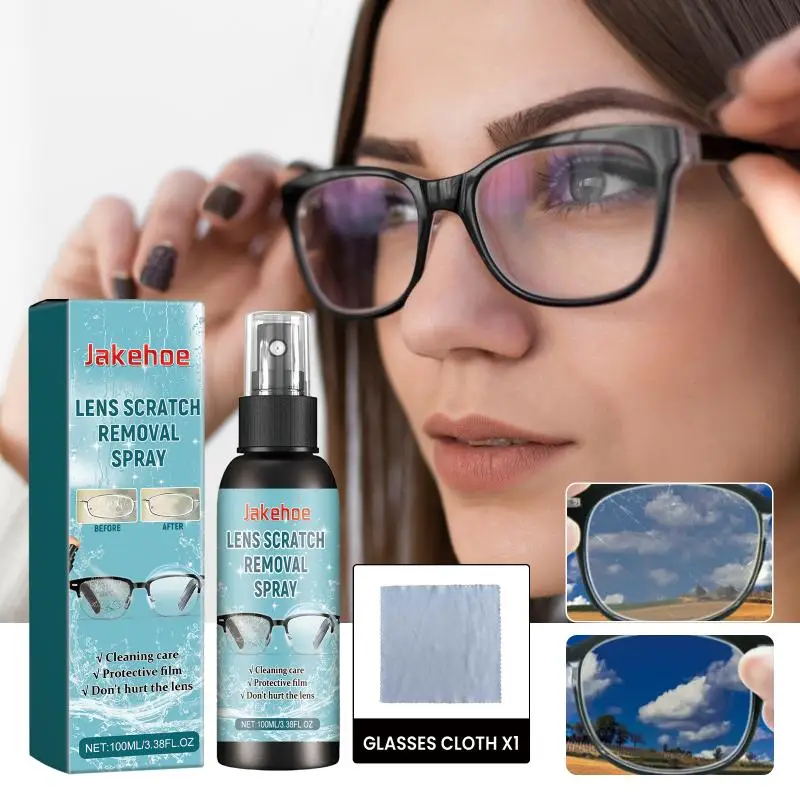 100ml Glasses Lens Cleaner Spray Eyeglass Scratch Removal Anti Fog Repair Liquid Spray Oil Fingerprints Cleaner Lens Smoothness