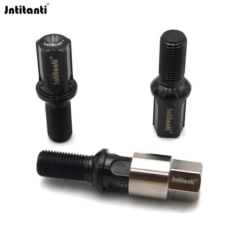 

Jntitanti Anti-theft Gr.5 titanium extend head ball seat black wheel rim bolts with 1 key M14X1.5X28-45mm for VW AUDI