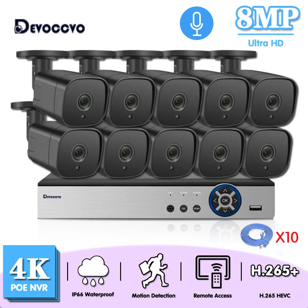 8MP 4K POE IP Sicherheit Kamera System Set NVR Kit 4CH 8CH Outdoor Wasserdichte CCTV Bullet Kamera Video überwachung System Kit 8MP