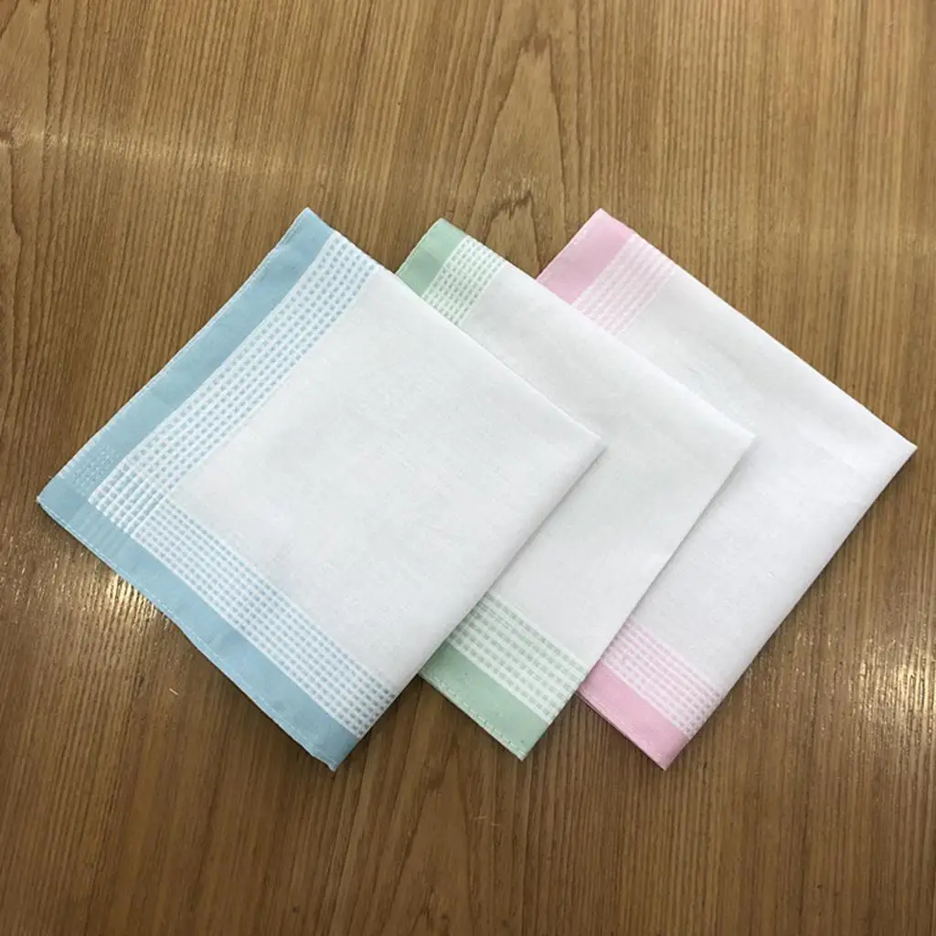 12x Pure Cotton Men Women Washable Party Hankie Kerchiefs