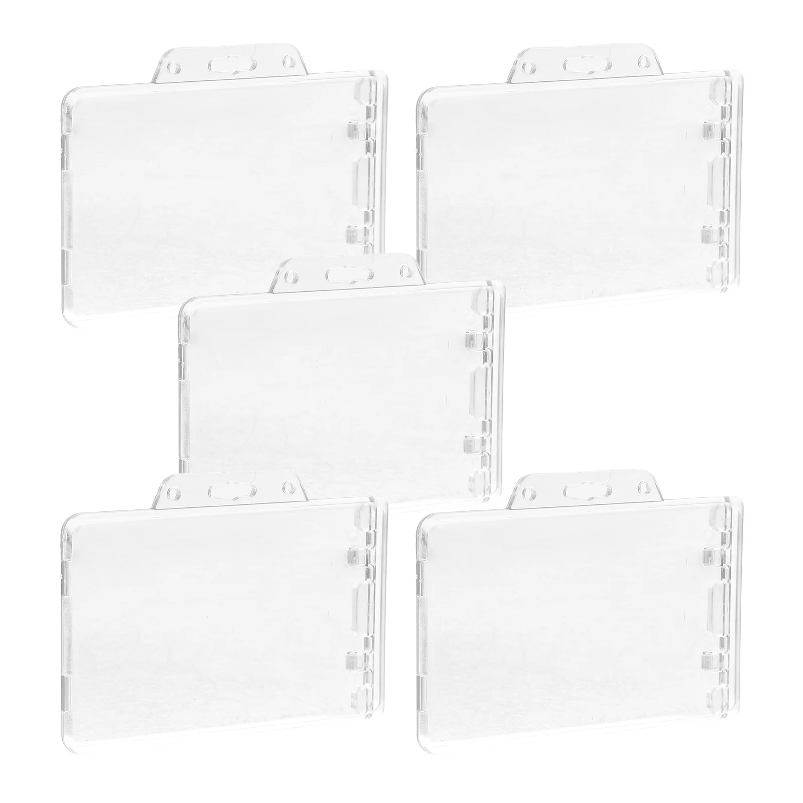 

5pcs Id Badge Holders Transparent Card Sleeves For Work Cards Name Badges Protective Covers Reusable Clear Cards Storage
