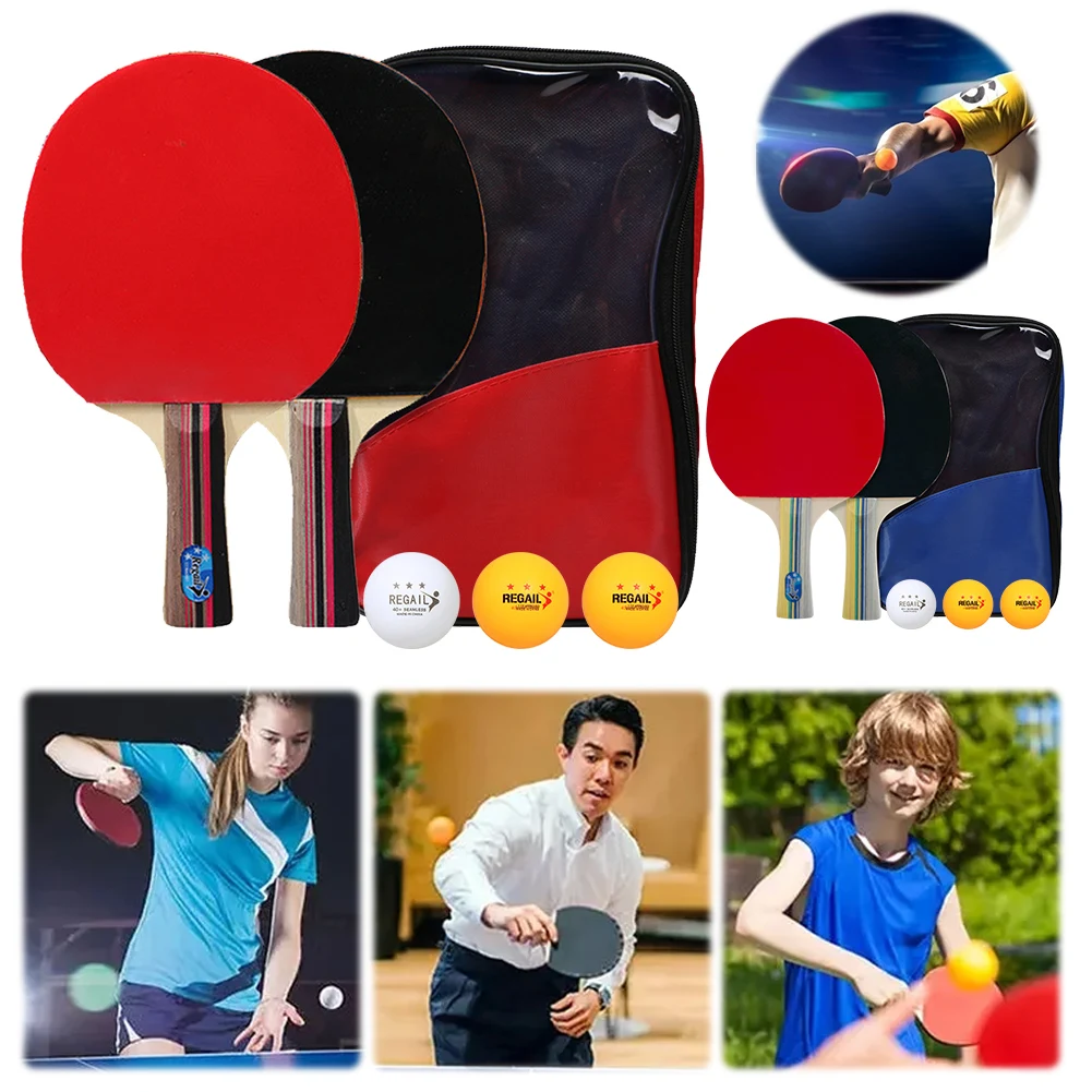 

Ping Pong Paddles 2 Rackets & 3 Balls Table Tennis Paddles with Storage Bag 2 Player Ping Pong Set Non Slip for Tournament Play