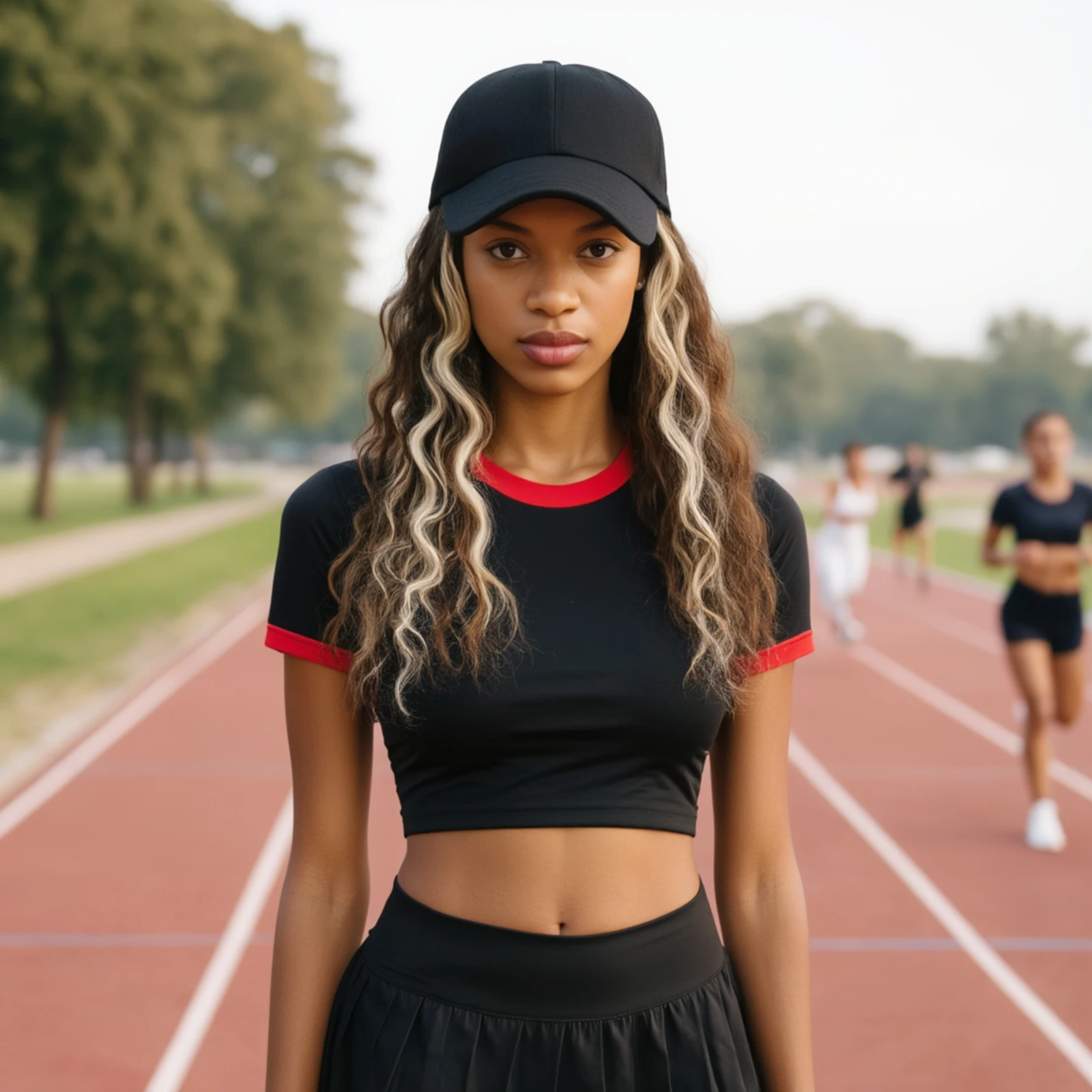 Daily Party Baseball Cap Wig Wavy Hair Extensions Breathable Synthetic Hat for Women Casual Work Wear Trendy Long Hair