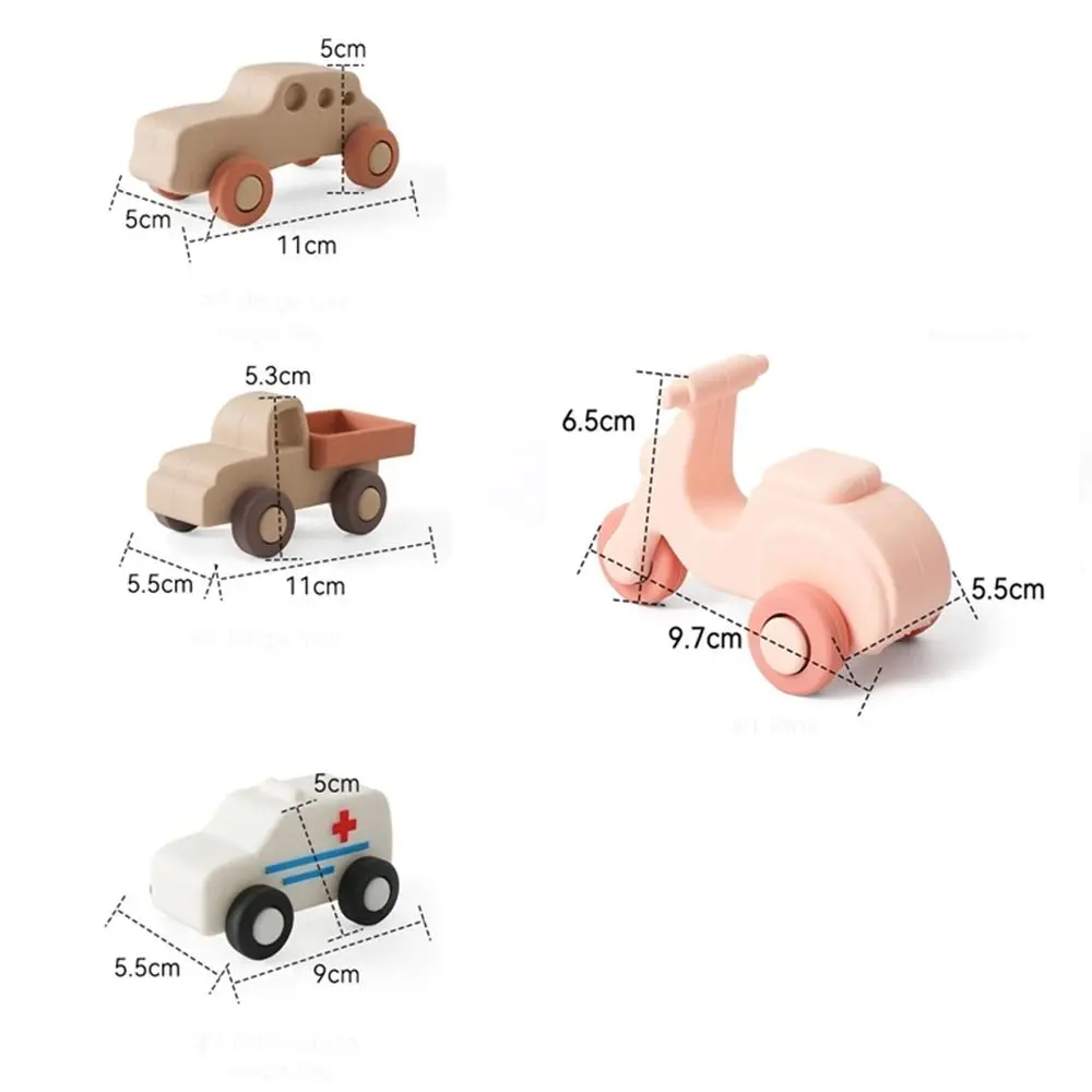 New Cartoon Baby Silicone Car Toys BPA Free Soft Montessori Toys Safety Educational Children's Car Model Toys