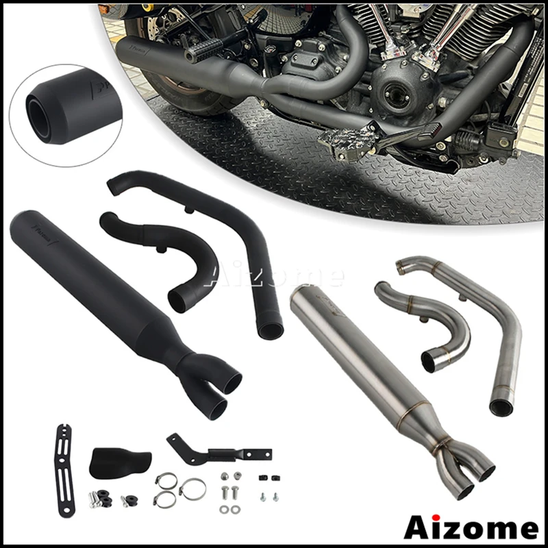 

Motorcycle 2-into-1 Full Exhaust 1 3/4" to 2" Big Bore Stepped Muffler For Harley M8 Softail FXLRST FXRST Low Rider ST 2022-2024