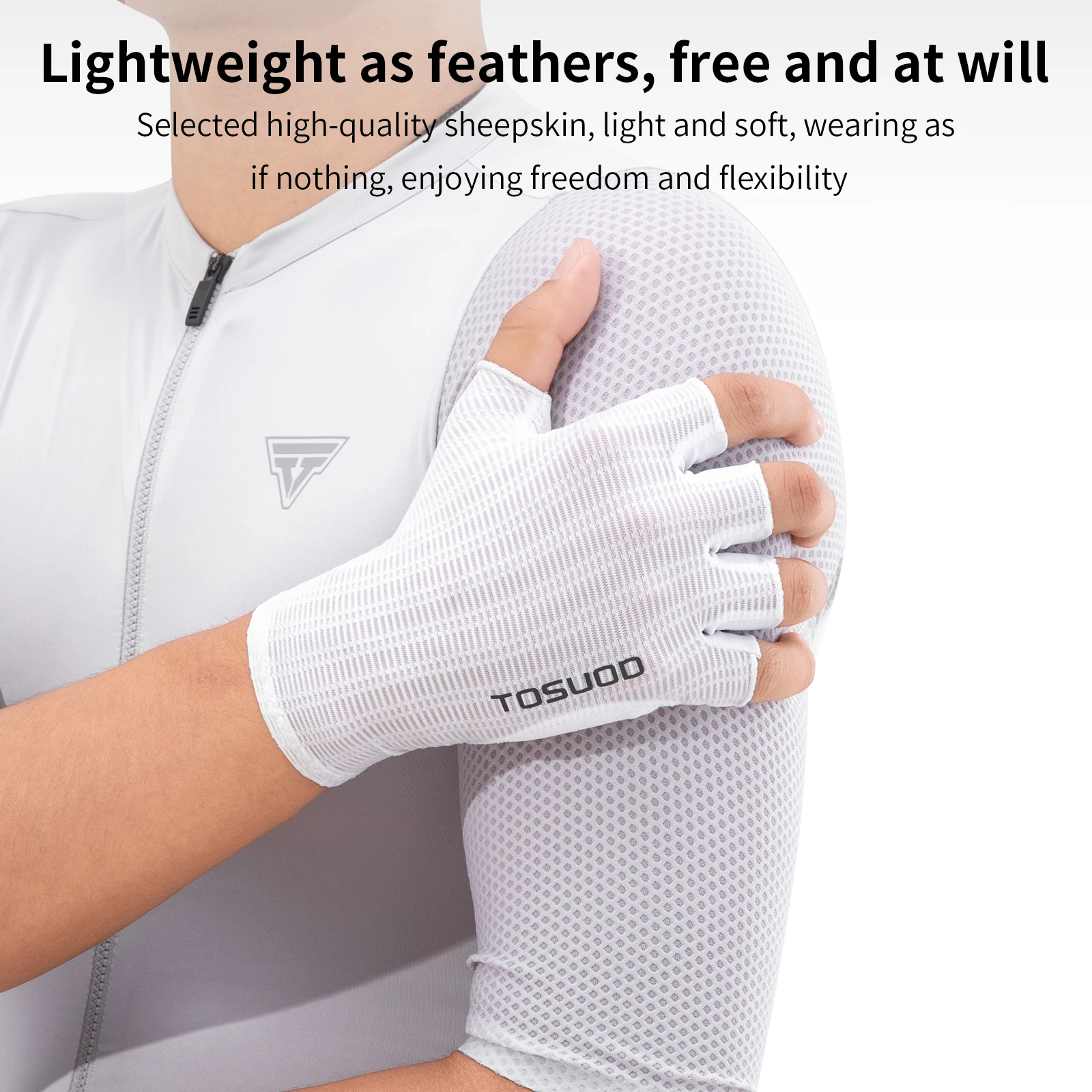 TOSUOD Fahrradhandschuhe aus Schafsleder Halbfinger Sommer Rennrad und Mountainbike Kurzfinger-Handschuhe Atmungsaktiv – Detail 10