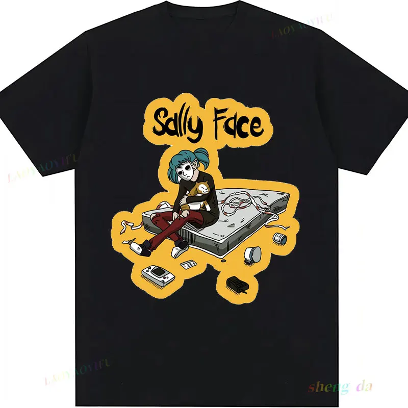 Men Women Pure Cotton Sallyface T-Shirt Apparel Hipster Sally Face Graphic Tee Print Clothing Classic Y2K O-Neck Tee