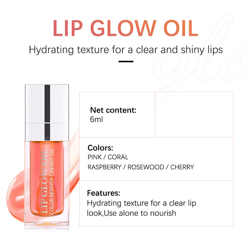 Ibcccndc Crystal Jelly Hydraterende Lip Olie Plumping Lipgloss Make-Up Sexy Mollige Lip Glow Olie Getinte Lip Voller 6Ml 012