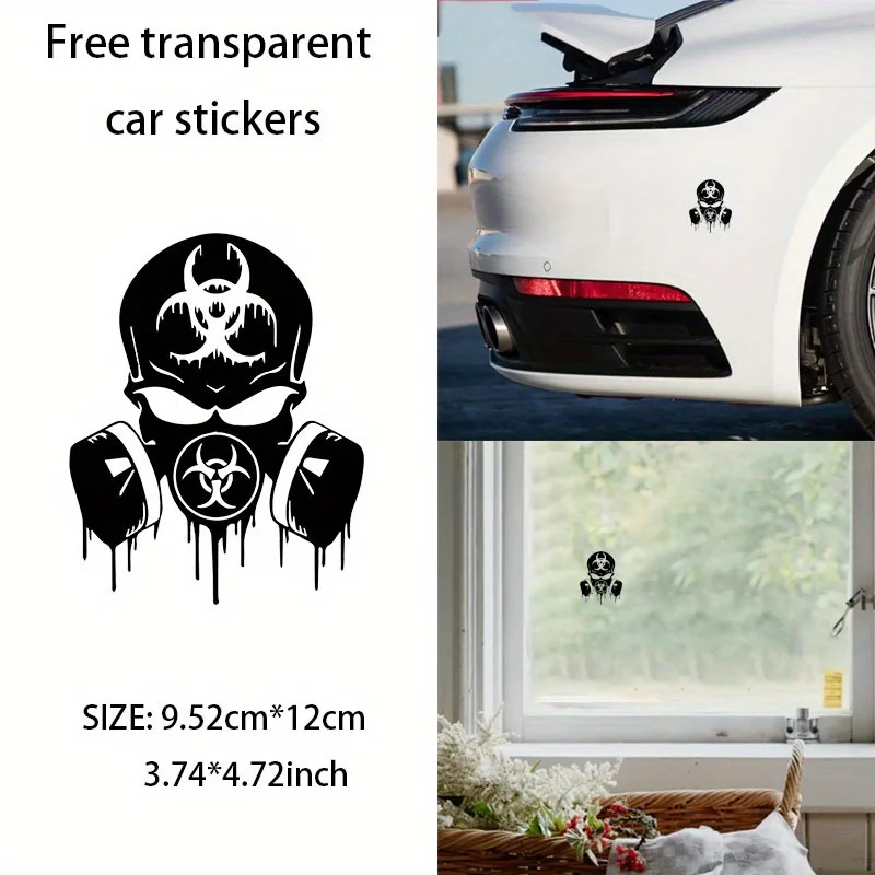 1PC Biohazard Gas Mask Skull Car Sticker Set, Waterproof Vinyl Decals, Multi Colors - view 3