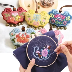 Lock of Good Wishes Cross Stitch Omamori Dmc Diy Embroidery Health Cross-stitch Stitching Accessories Bells Needlework Sewing