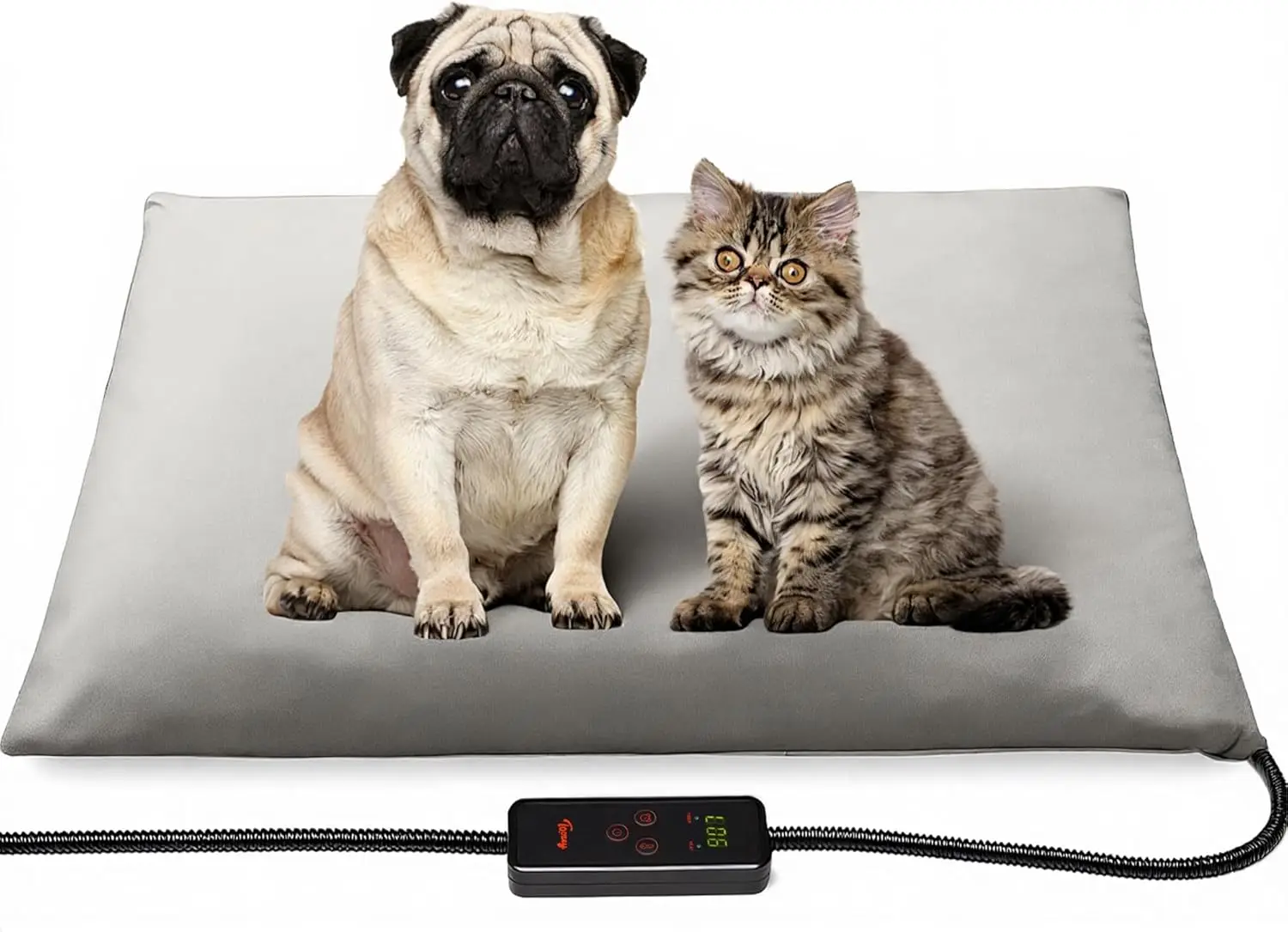 

Греющий коврик для средних животных, 28x20 дюймов, 6 температурных режимов, таймер, водонепроницаемый и устойчивый к укусам шнур для собак и кошек