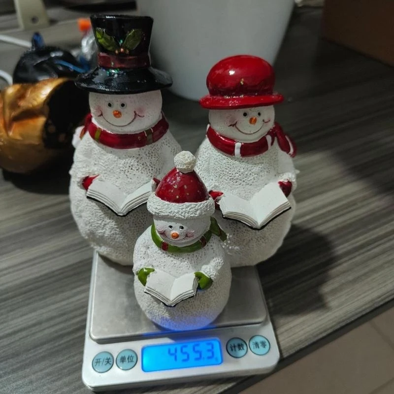 L9NB Christmas Rustic Snowman Figurine Christmas Ornament Tabletop Mantle Bookshelf Centerpiece Decoration Snowmen Family
