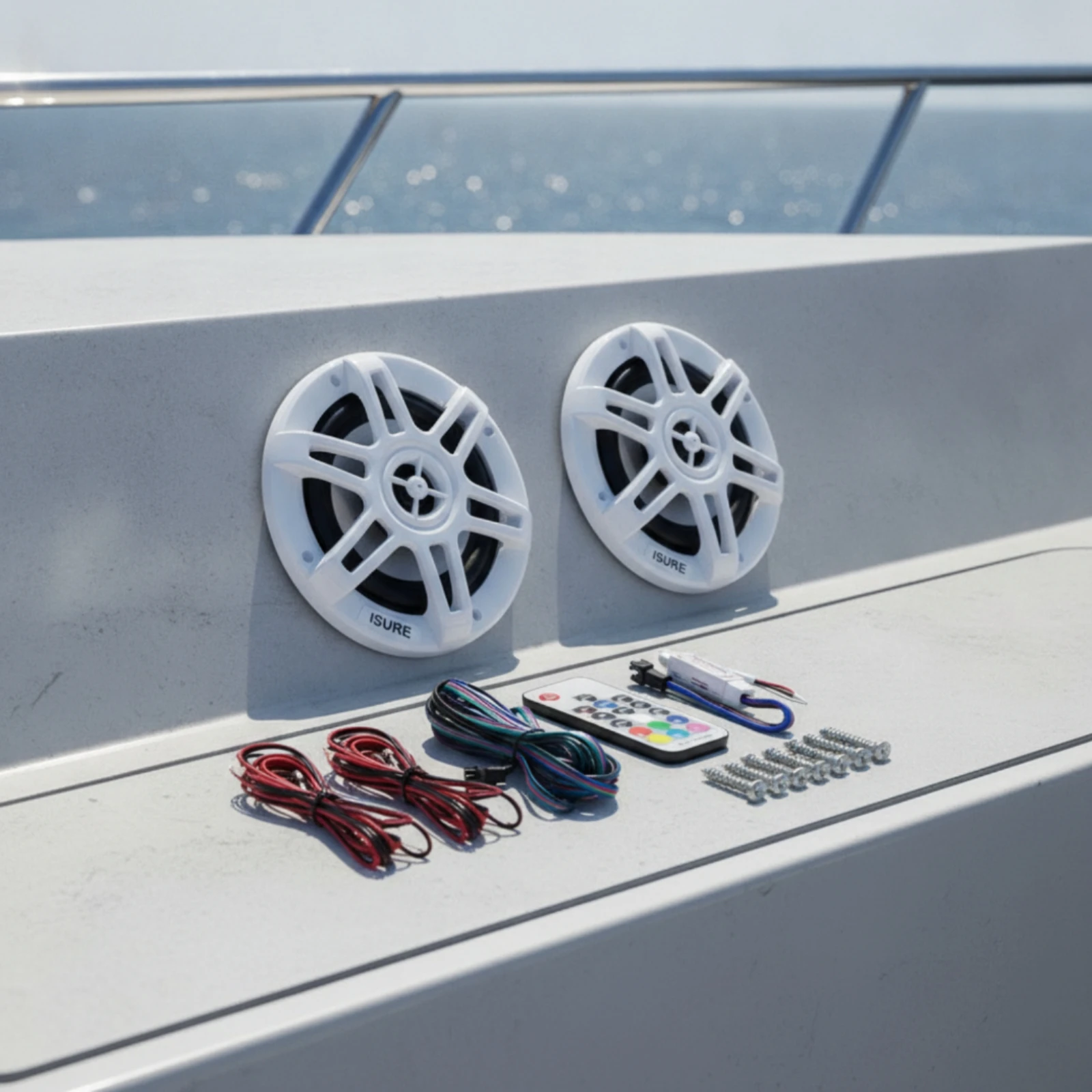 Speaker Assembly with Wireless Controller Control Waterproof Marine Speaker Kit Speakers with Wireless Controller Control