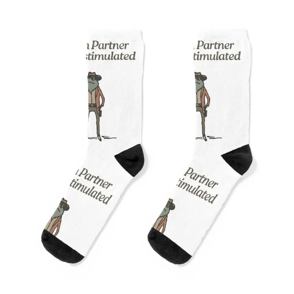 Hold On Partner I'm Overstimulated Socks sheer funny sock gifts man Socks Female Men's