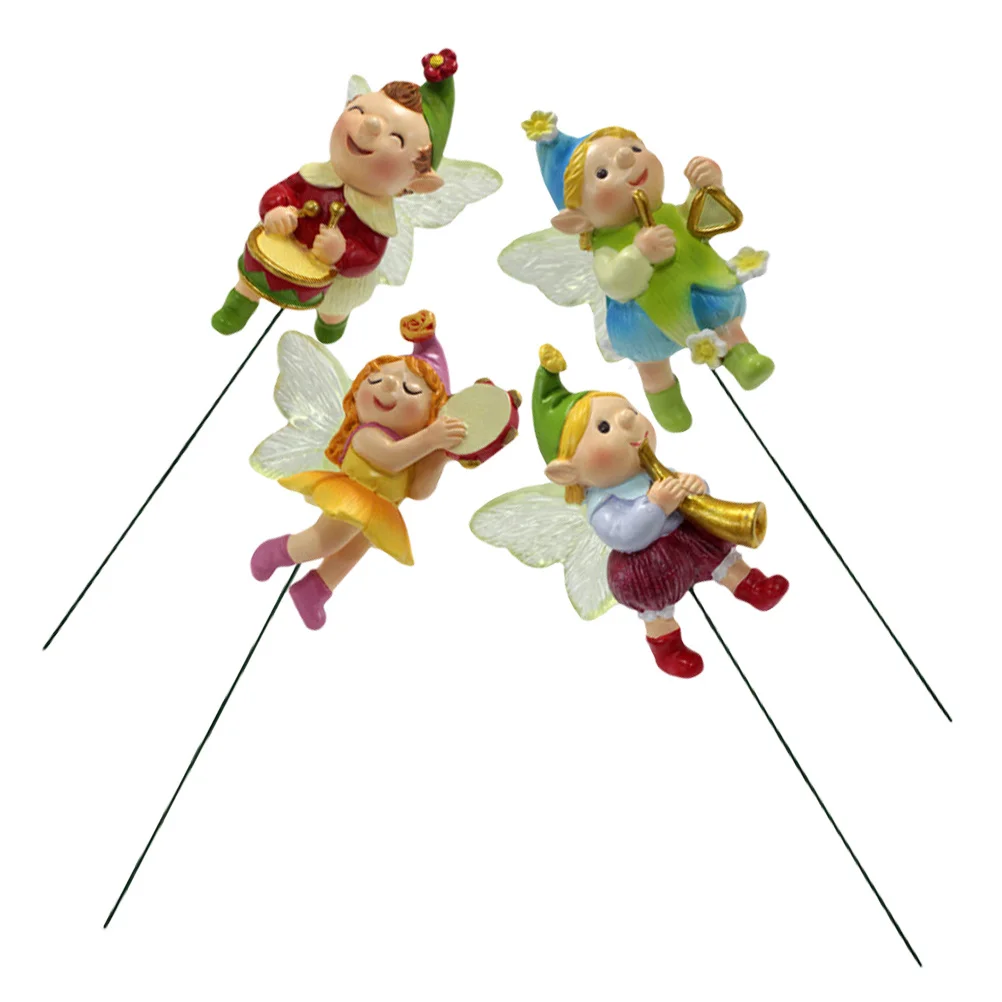 4 قطع مصغرة الجنية حديقة حصة ديكور الراتنج مقاومة للاهتراء بونساي ساحة الديكور في الهواء الطلق-مستوحاة زارع